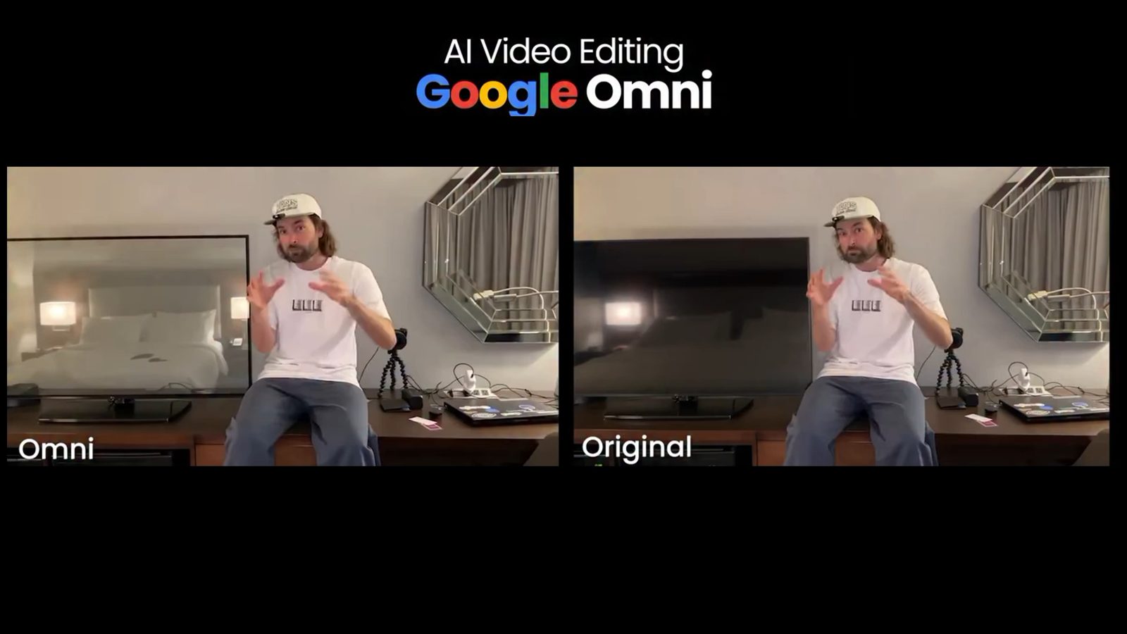 Slide: AI video-editing — Google Omni versus het origineel