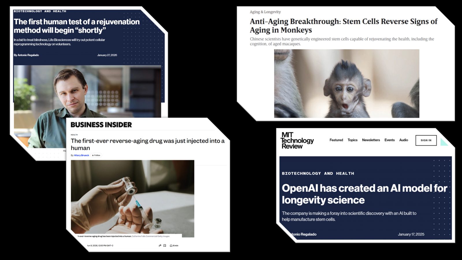 Slide: AI en longevity — wetenschappelijke doorbraken